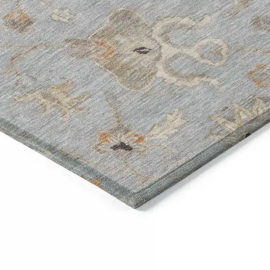 Gray Beige And Coral Floral Washable Indoor Outdoor Area Rug Photo 4
