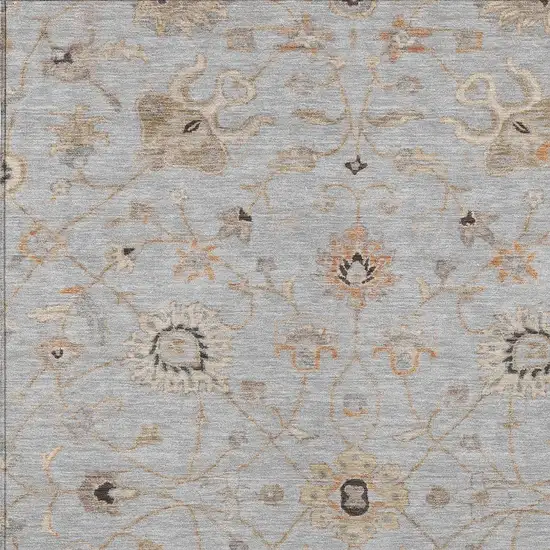 Gray Beige And Coral Floral Washable Indoor Outdoor Area Rug Photo 6