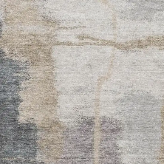 Gray Beige And Ivory Abstract Washable Area Rug With UV Protection Photo 3