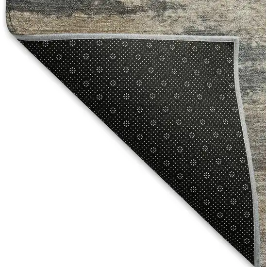 Gray Beige And Ivory Abstract Washable Area Rug With UV Protection Photo 6