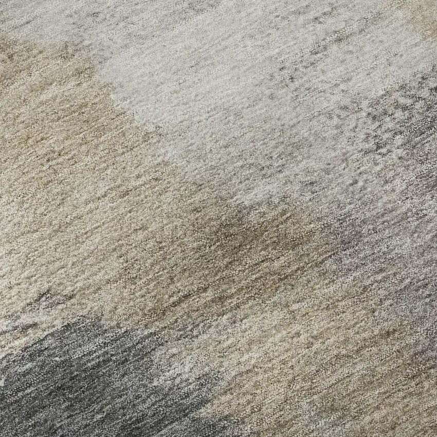 Gray Beige And Ivory Abstract Washable Area Rug With UV Protection Photo 9