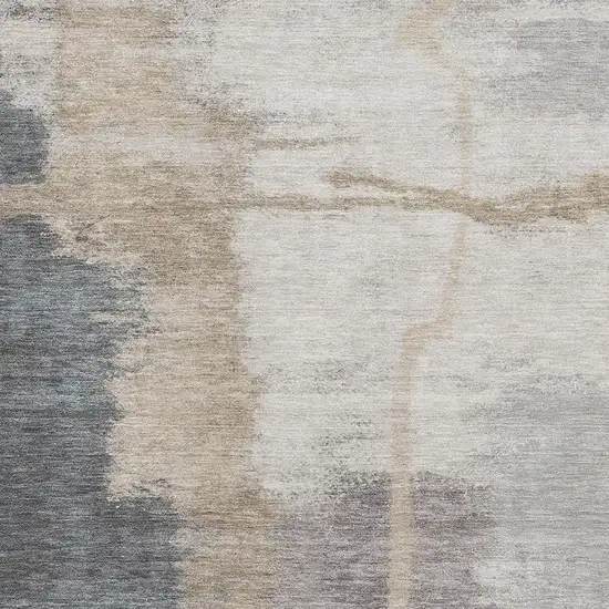 Gray Beige And Ivory Abstract Washable Area Rug With UV Protection Photo 3