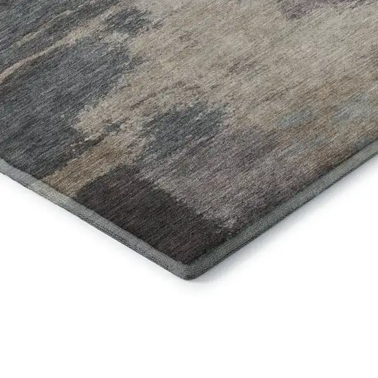 Gray Beige And Ivory Abstract Washable Area Rug With UV Protection Photo 6