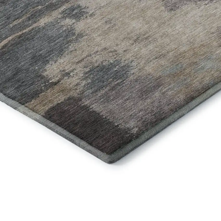 Gray Beige And Ivory Abstract Washable Area Rug With UV Protection Photo 6
