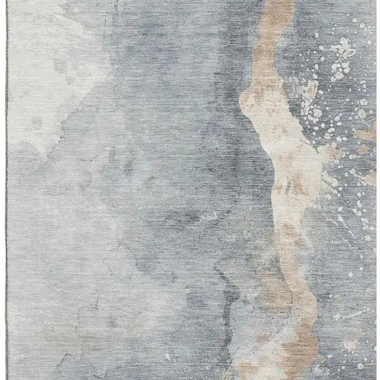 Gray Beige And Ivory Abstract Washable Area Rug With UV Protection Photo 2