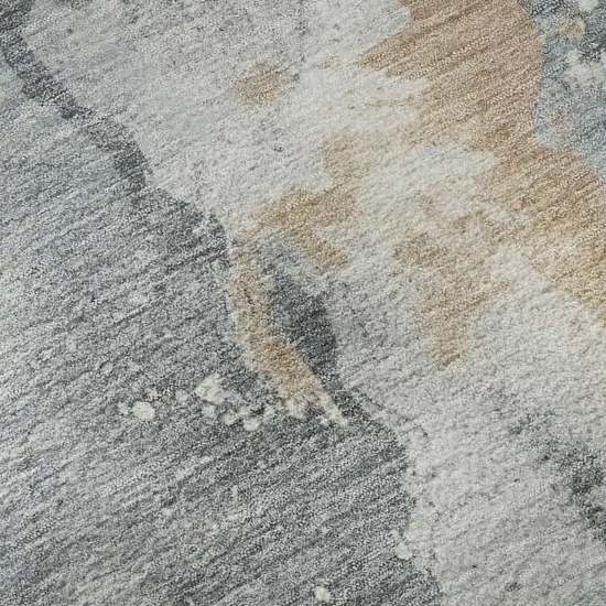 Gray Beige And Ivory Abstract Washable Area Rug With UV Protection Photo 9