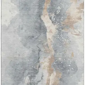 Photo of Gray Beige And Ivory Abstract Washable Area Rug With UV Protection