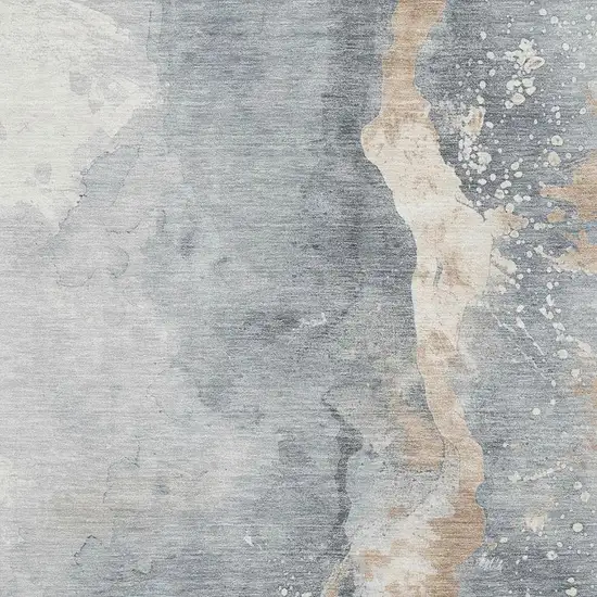 Gray Beige And Ivory Abstract Washable Area Rug With UV Protection Photo 2