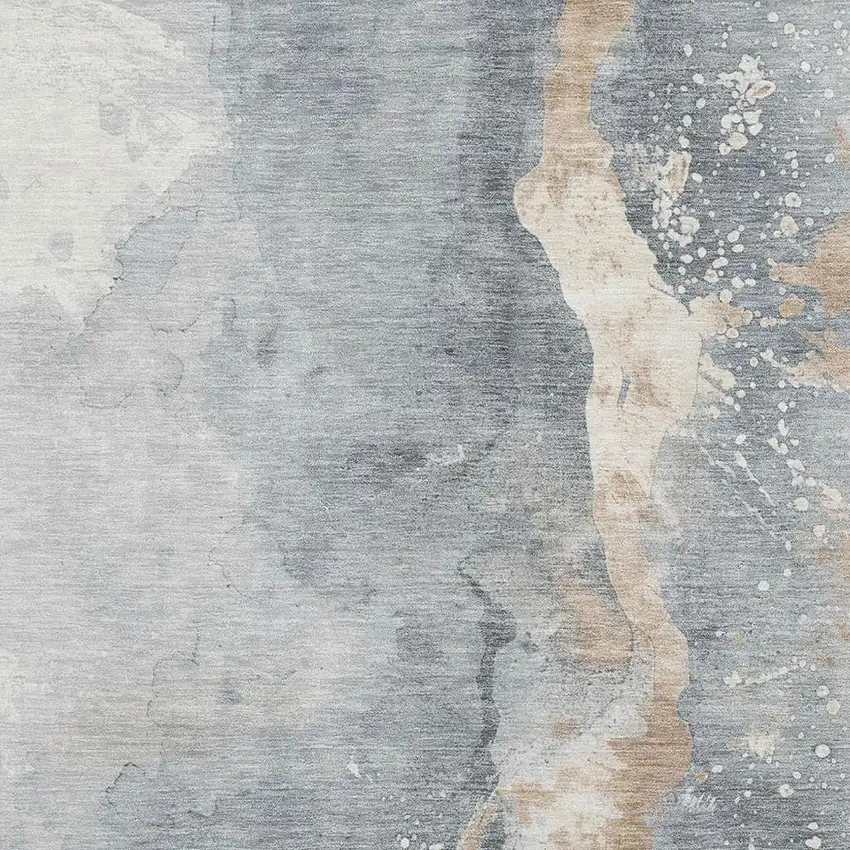 Gray Beige And Ivory Abstract Washable Area Rug With UV Protection Photo 2