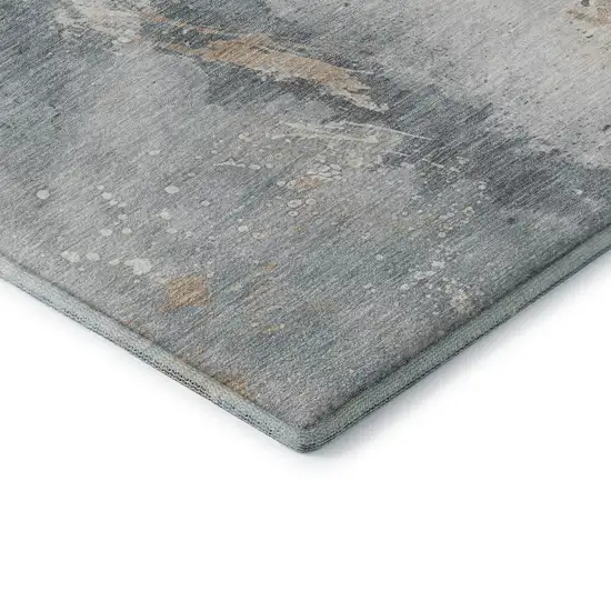 Gray Beige And Ivory Abstract Washable Area Rug With UV Protection Photo 7
