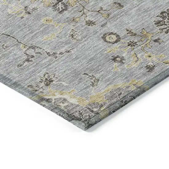 Gray Beige And Ivory Floral Washable Indoor Outdoor Area Rug Photo 4