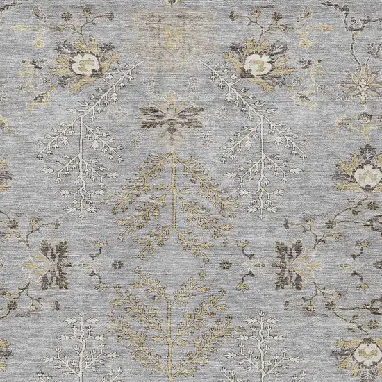 Gray Beige And Ivory Floral Washable Indoor Outdoor Area Rug Photo 6