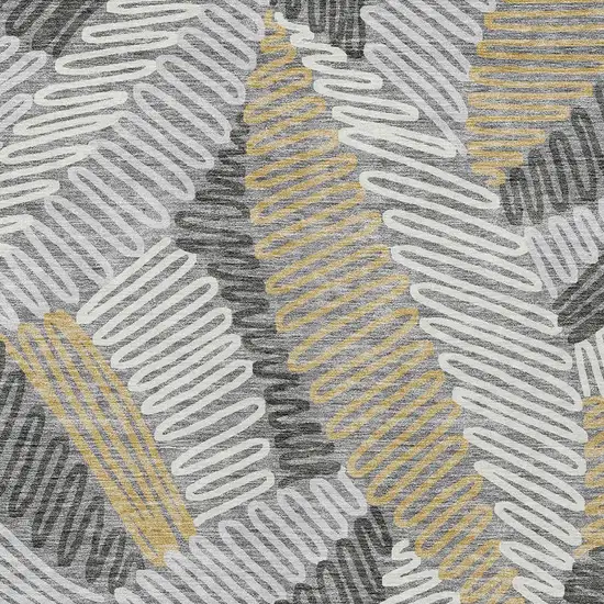 Gray Beige And Ivory Floral Washable Indoor Outdoor Area Rug Photo 7