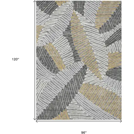 Gray Beige And Ivory Floral Washable Indoor Outdoor Area Rug Photo 3