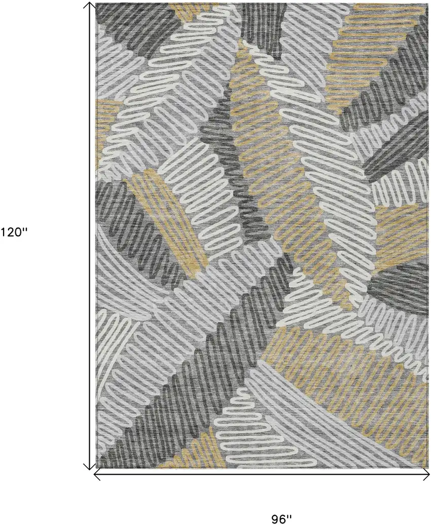 Gray Beige And Ivory Floral Washable Indoor Outdoor Area Rug Photo 3