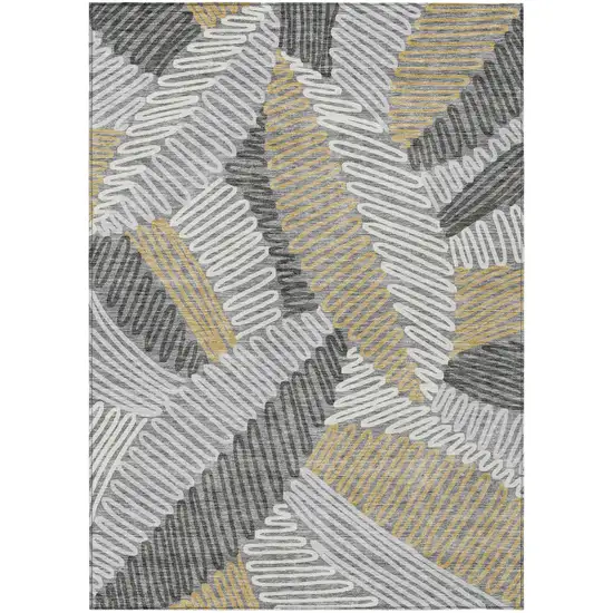Gray Beige And Ivory Floral Washable Indoor Outdoor Area Rug Photo 2