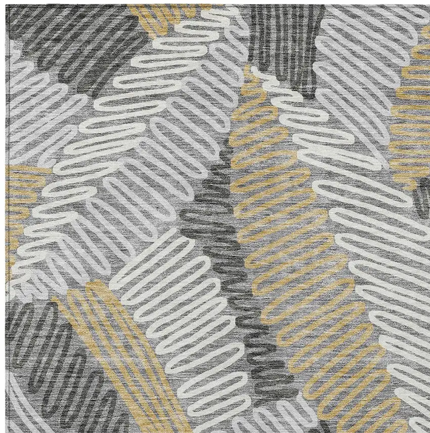 Gray Beige And Ivory Floral Washable Indoor Outdoor Area Rug Photo 7