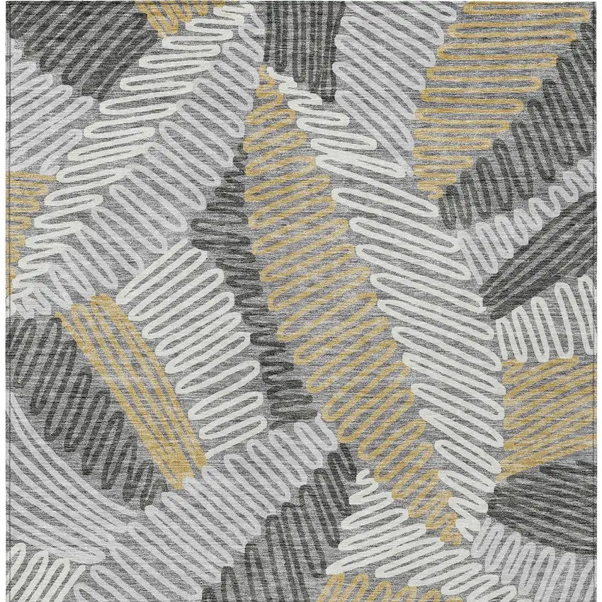 Gray Beige And Ivory Floral Washable Indoor Outdoor Area Rug Photo 5