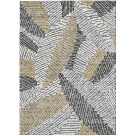Gray Beige And Ivory Floral Washable Indoor Outdoor Area Rug Photo 6