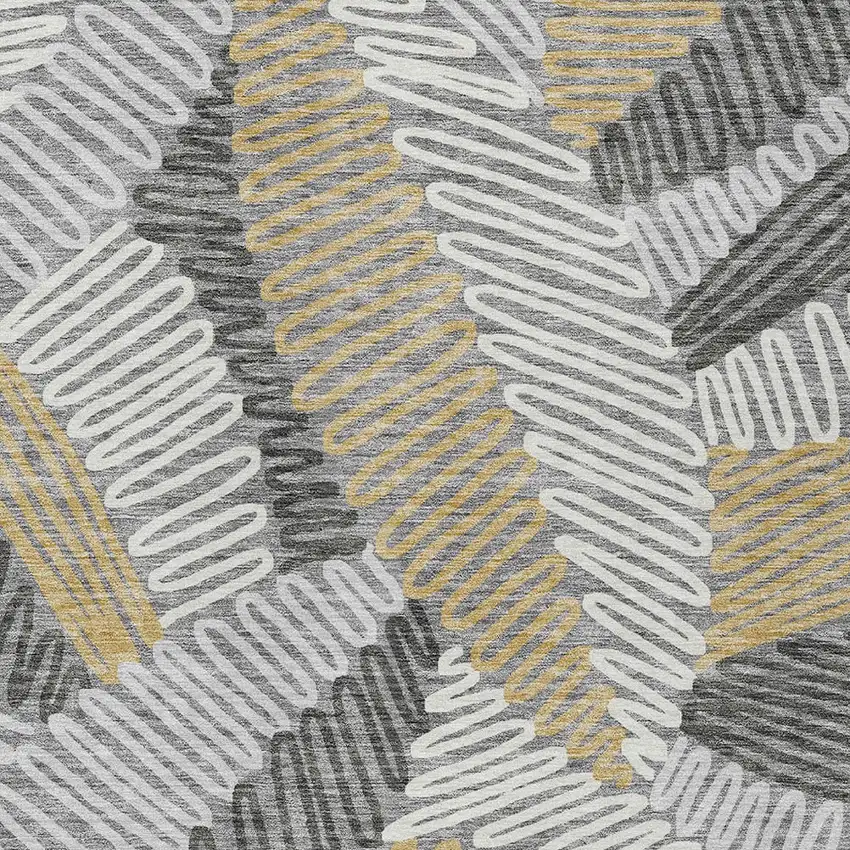 Gray Beige And Ivory Floral Washable Indoor Outdoor Area Rug Photo 7