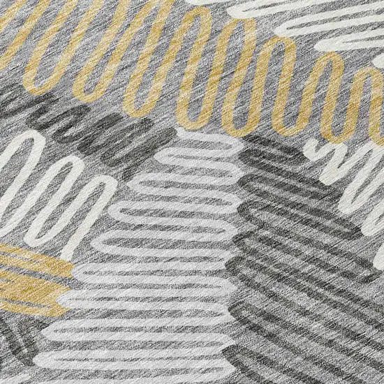 Gray Beige And Ivory Floral Washable Indoor Outdoor Area Rug Photo 6