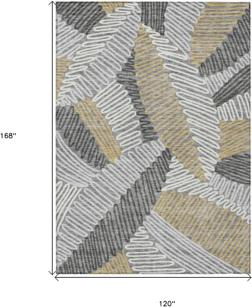 Gray Beige And Ivory Floral Washable Indoor Outdoor Area Rug Photo 3