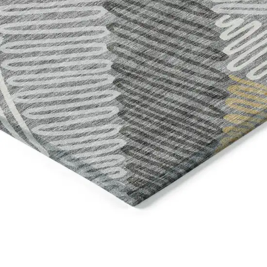 Gray Beige And Ivory Floral Washable Indoor Outdoor Area Rug Photo 5