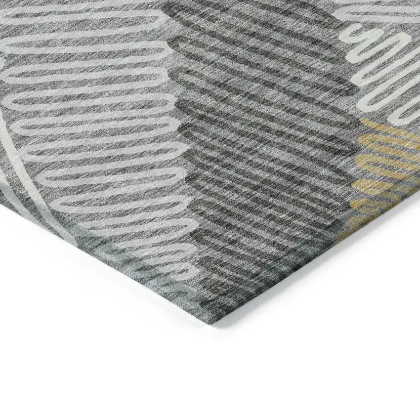 Gray Beige And Ivory Floral Washable Indoor Outdoor Area Rug Photo 5