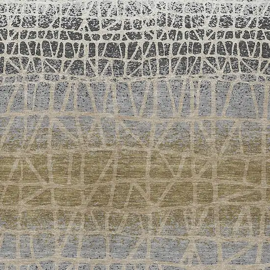 Gray Beige And Ivory Geometric Washable Indoor Outdoor Area Rug Photo 2