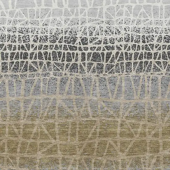 Gray Beige And Ivory Geometric Washable Indoor Outdoor Area Rug Photo 2