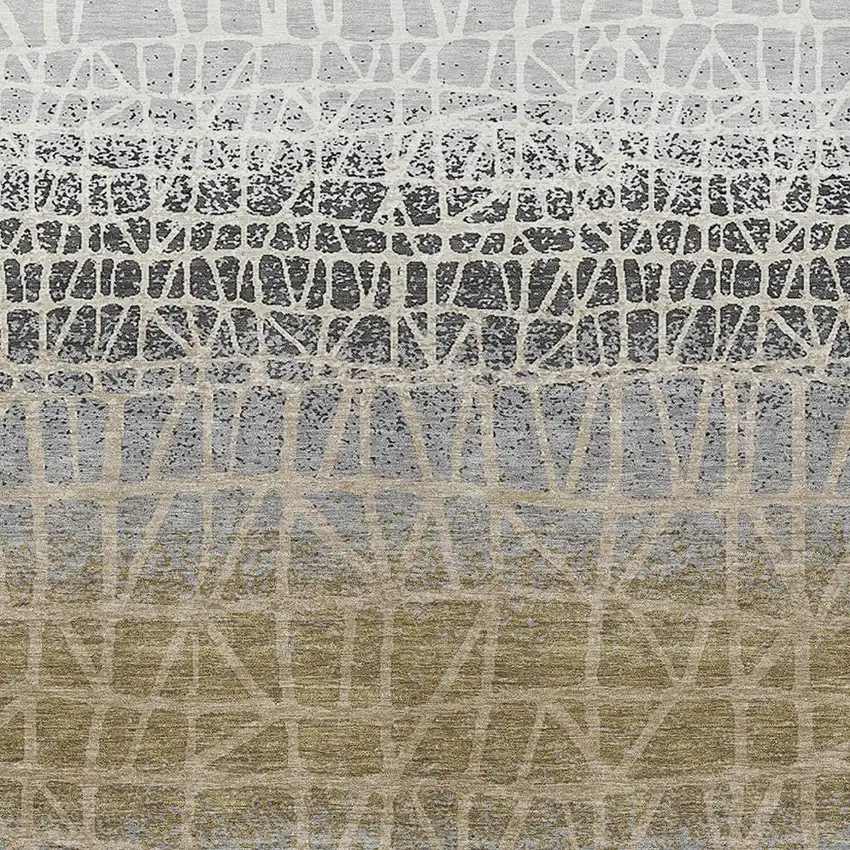 Gray Beige And Ivory Geometric Washable Indoor Outdoor Area Rug Photo 2