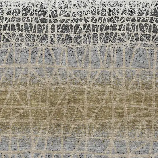 Gray Beige And Ivory Geometric Washable Indoor Outdoor Area Rug Photo 2