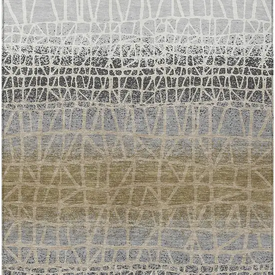 Gray Beige And Ivory Geometric Washable Indoor Outdoor Area Rug Photo 3
