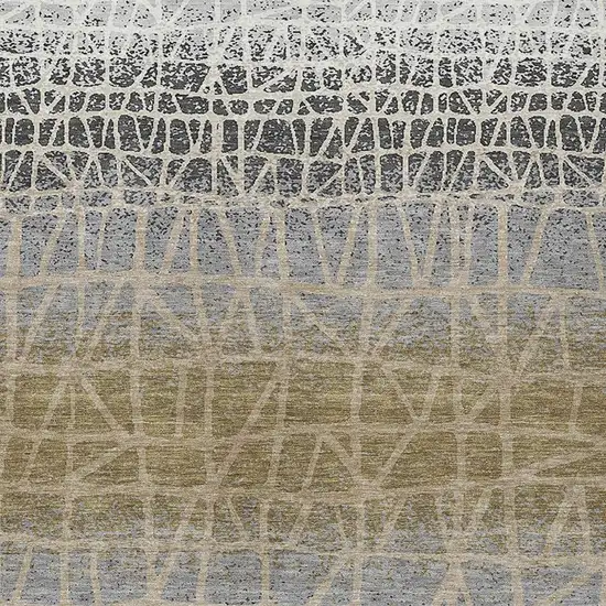 Gray Beige And Ivory Geometric Washable Indoor Outdoor Area Rug Photo 2