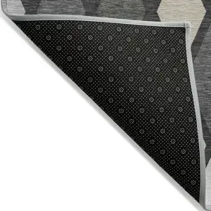 Photo of Gray Beige And Ivory Geometric Washable Indoor Outdoor Area Rug