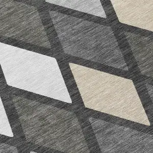 Photo of Gray Beige And Ivory Geometric Washable Indoor Outdoor Area Rug