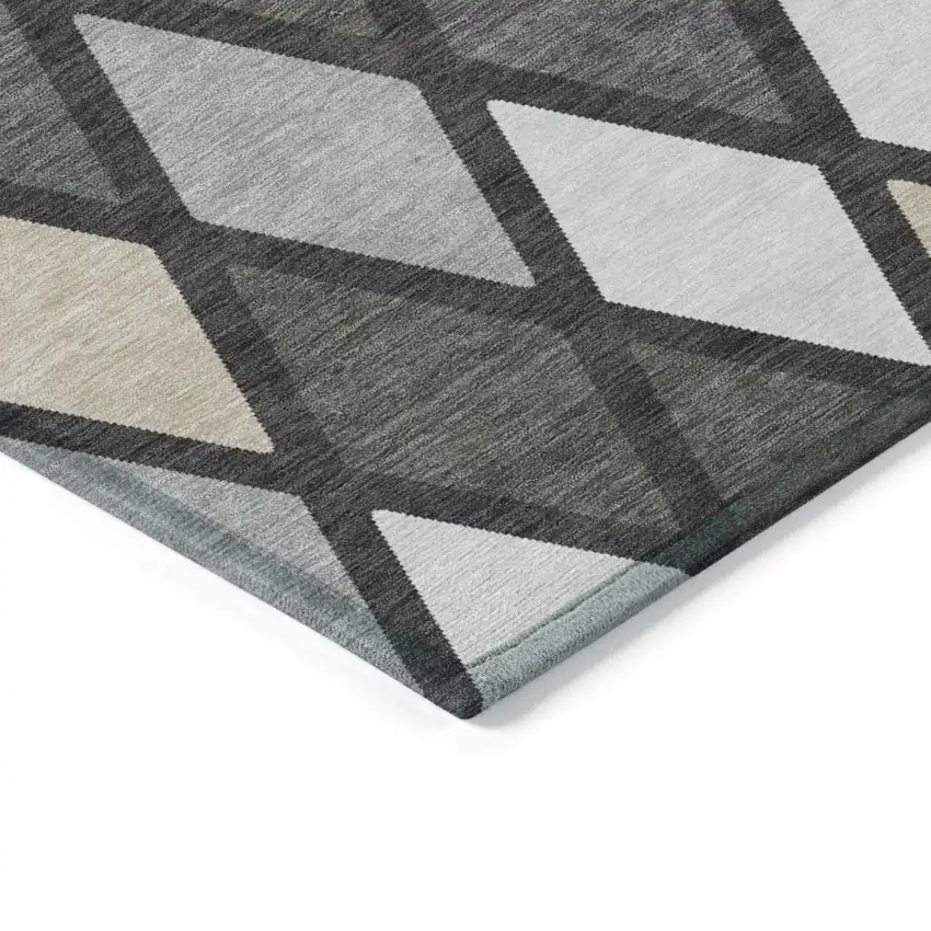 Gray Beige And Ivory Geometric Washable Indoor Outdoor Area Rug Photo 4