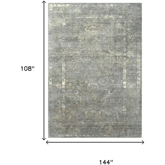Gray Beige And Ivory New Zealand Lambs Wool Oriental Hand Carved Handmade Area Rug Photo 6