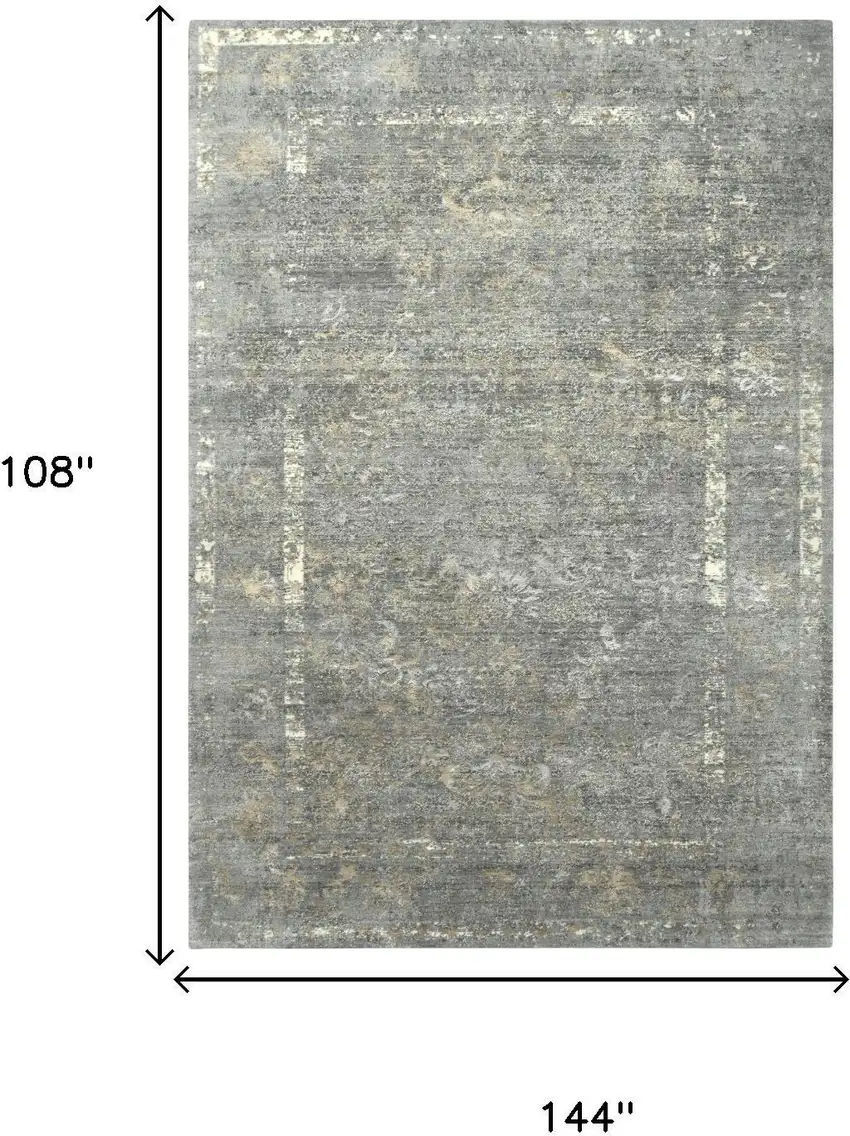 Gray Beige And Ivory New Zealand Lambs Wool Oriental Hand Carved Handmade Area Rug Photo 6