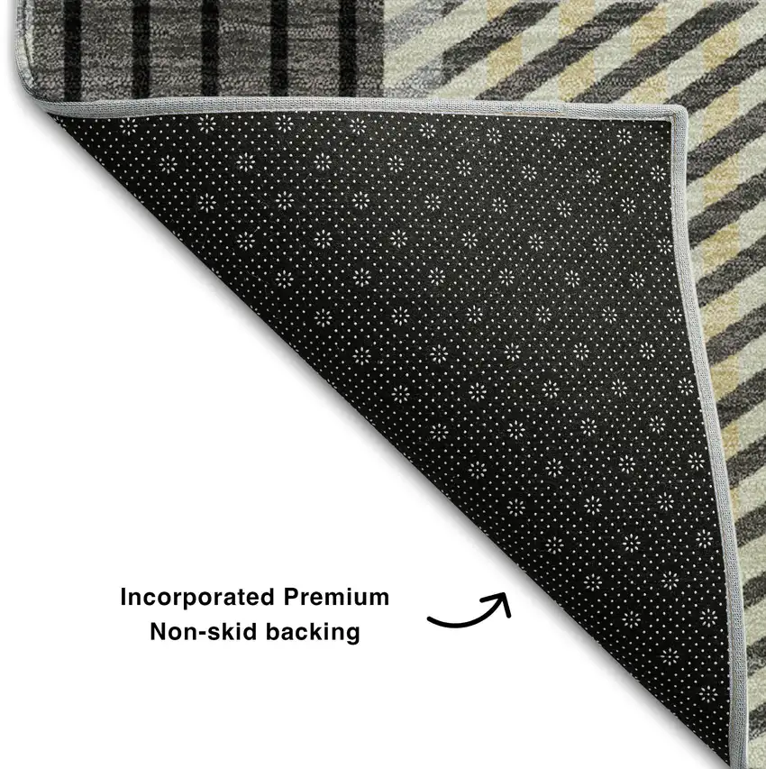 Gray Beige And Ivory Plaid Washable Area Rug With UV Protection Photo 6