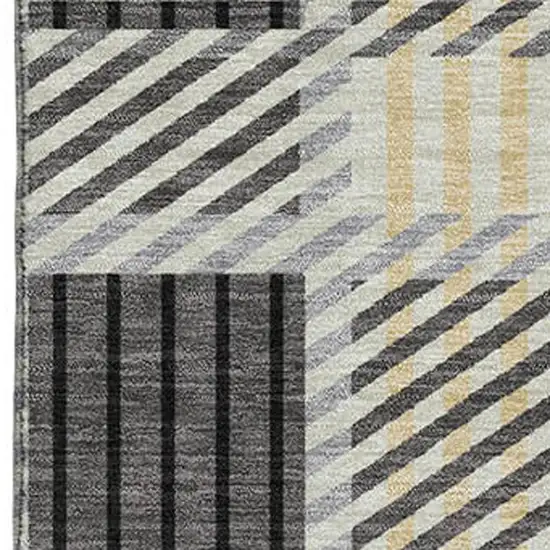 Gray Beige And Ivory Plaid Washable Area Rug With UV Protection Photo 2