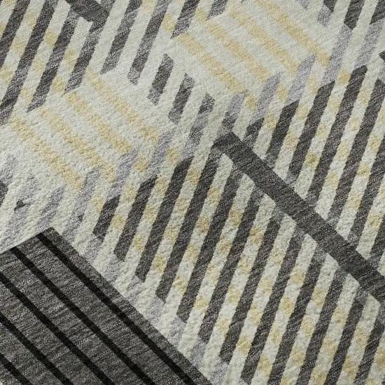 Gray Beige And Ivory Plaid Washable Area Rug With UV Protection Photo 9