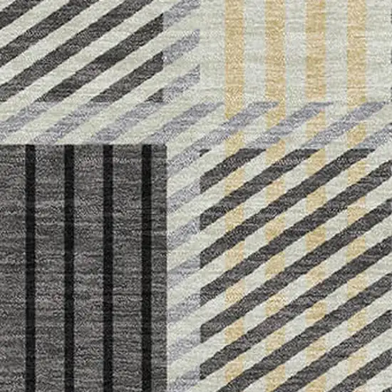 Gray Beige And Ivory Plaid Washable Area Rug With UV Protection Photo 2