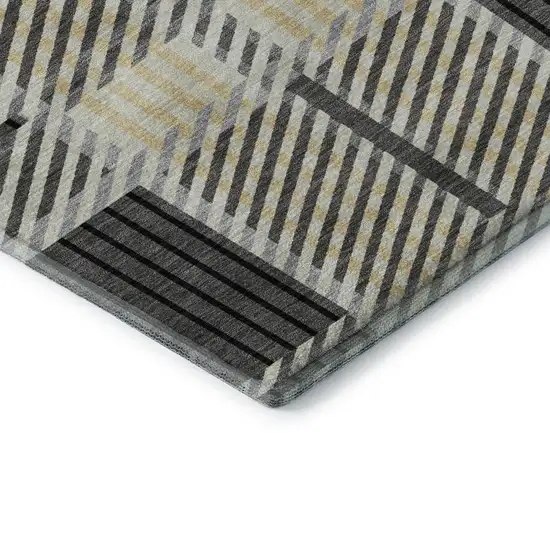 Gray Beige And Ivory Plaid Washable Area Rug With UV Protection Photo 7