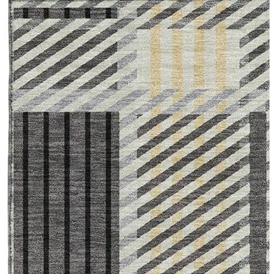 Gray Beige And Ivory Plaid Washable Area Rug With UV Protection Photo 3