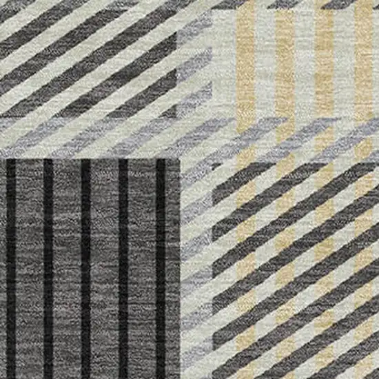 Gray Beige And Ivory Plaid Washable Area Rug With UV Protection Photo 2