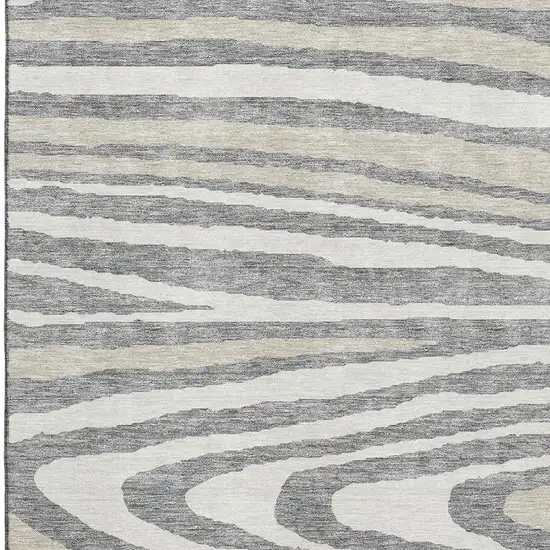 Gray Beige And Ivory Woodland Lodge Washable Area Rug With UV Protection Photo 2