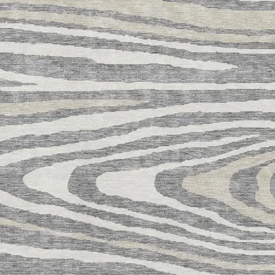 Gray Beige And Ivory Woodland Lodge Washable Area Rug With UV Protection Photo 2