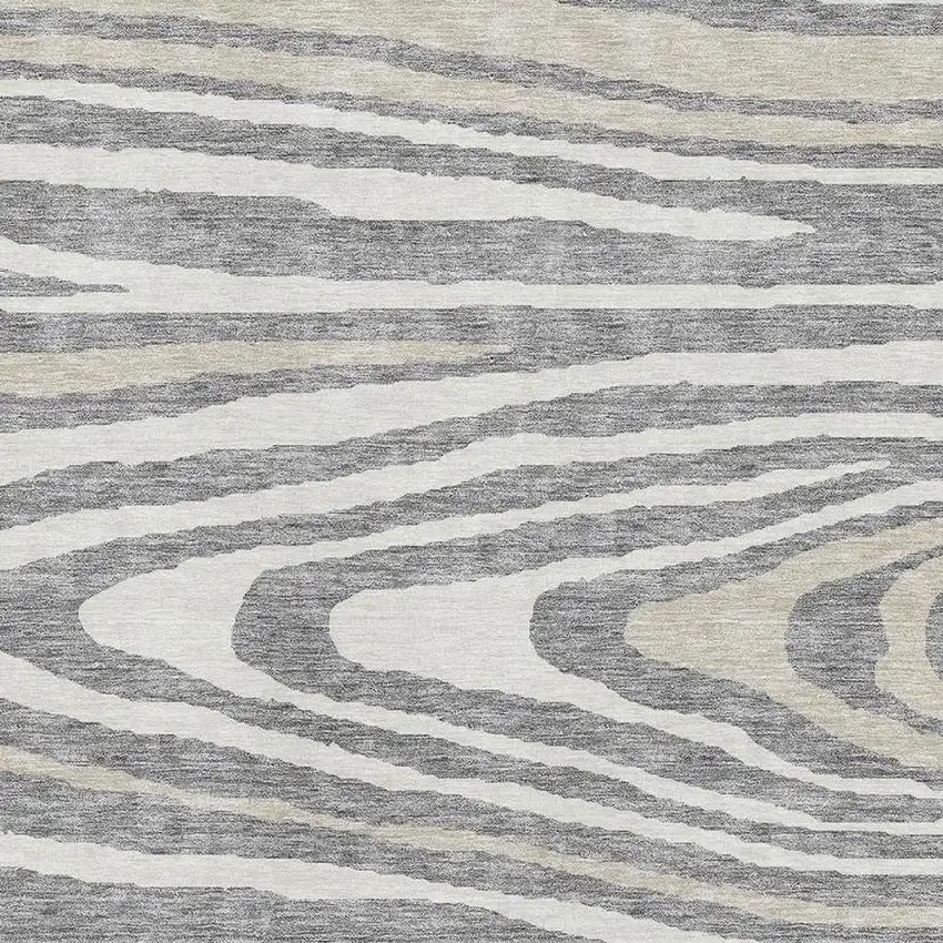 Gray Beige And Ivory Woodland Lodge Washable Area Rug With UV Protection Photo 2