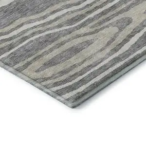 Photo of Gray Beige And Ivory Woodland Lodge Washable Area Rug With UV Protection